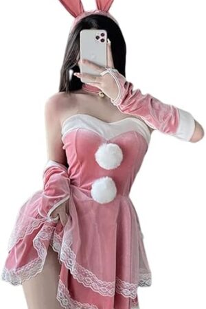 Female Cosplay Bunny Bodysuit Japanese Anime Velvet Babydoll Sexy Lingerie