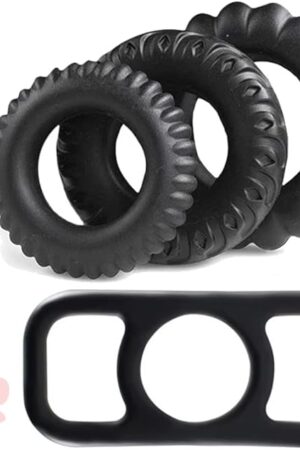 4Pcs Silicone Cock Ring Set with Ball Stretcher Different Size Penis Rings Kit Combination for Erection Enhancing, Male Cock Sleeve Penis Enlargement Stretchy Adult Sex Toys for Men Couples