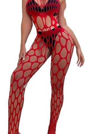 Women's Fishnet BobyStocking Babydoll Bodysuit Chemise Nightwear Sexy Mesh Lingerie One Size