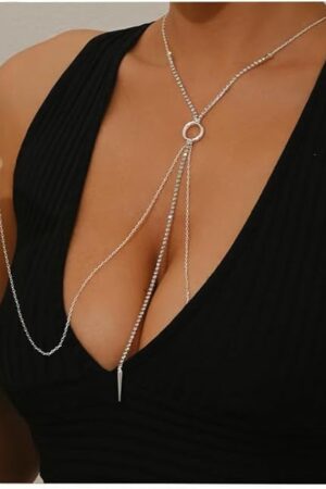 Adjustable Nipple Clamps Non Piercing Beginner with Chain Necklace for Women Sexy Rhinestone Chain Nipple Clips for Adult Play Bra Jewelry