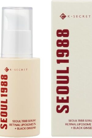 KSECRET | SEOUL 1988 Serum : Retinal Liposome 2% + Black Gingeng, 30ml/101floz | 58% Black Gingeng Extract with Retinal, Bakuchiol, Vitamin C & 3 Peptides for Wrinkle Care | Korean Skincare |