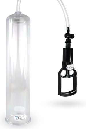 LeLuv Vacuum Pump Easyop Clear 2.5 Inch Diameter x 12 Inch Length Cylinder Tgrip Handle Clear Kink-Resistant Hose
