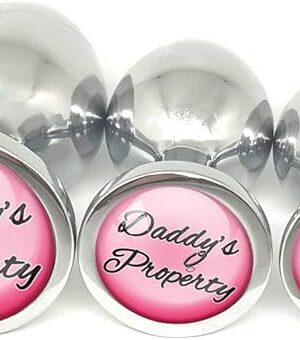 Daddys Property Pink DDLG Metal Butt Plug Adult Toy Choose Your Size or Set of 3