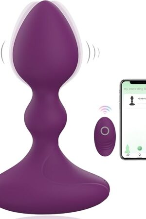 Anal Plug Vibrator Prostate Massager Male Toys Female Masturbator 10 Frequency Vibration Remote Control & APP Suitable for Men, Women and Couples Adult Sex Toys &Games (Purple, Remote Control & APP)