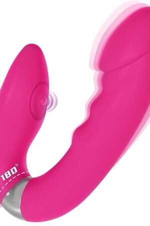 G Spot and Clitoral Stimulator Vibrator - Dual Action Vibrator with 10 Vibration Modes & 3 Clitoral Stimulation Patterns, 180? Adjustable Angle, Waterproof Adult Sex Toy for Women (Pink)