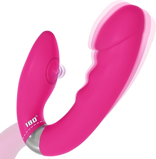 G Spot and Clitoral Stimulator Vibrator - Dual Action Vibrator with 10 Vibration Modes & 3 Clitoral Stimulation Patterns, 180? Adjustable Angle, Waterproof Adult Sex Toy for Women (Pink)