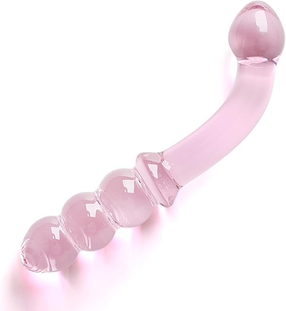 Glass Dildo, Crystal Double-Ended Penis Pleasure Wand Anal Butt Plug for G-spot Stimulation