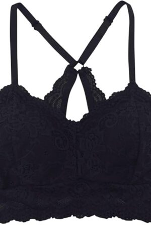 Womens Lace Bra No Underwire Lined Soft Racerback Bralettes Sexy Breathable Comfort Bras Full-Coverage Everyday Bras