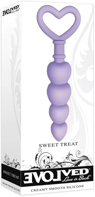 Evolved Love Is Back - Sweet Treat - Silicone Heart-Shaped Anal Plug with Four Anal Beads - Purple