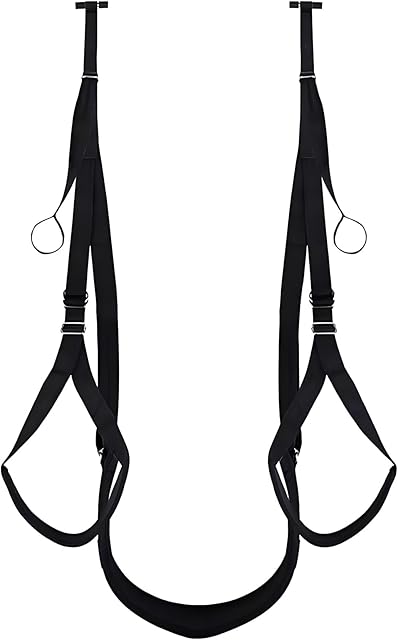 BDSM Door Sex Swing, Bondage Slave Leather Soft Plush Sex Slings with Adjustable Straps, Hanging Door Handcuffs Leg Restraints Spreader Adult Couples Sex Toy, Holds up to 330lbs