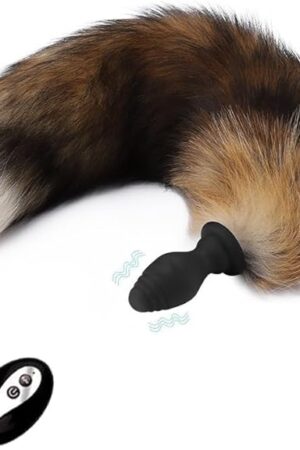 Fox Butt Plug Tail Vibrating Anal Plug Remote Control Vibrator Butt Plug Anal Role Adult Sex Toys for Women Men Couple