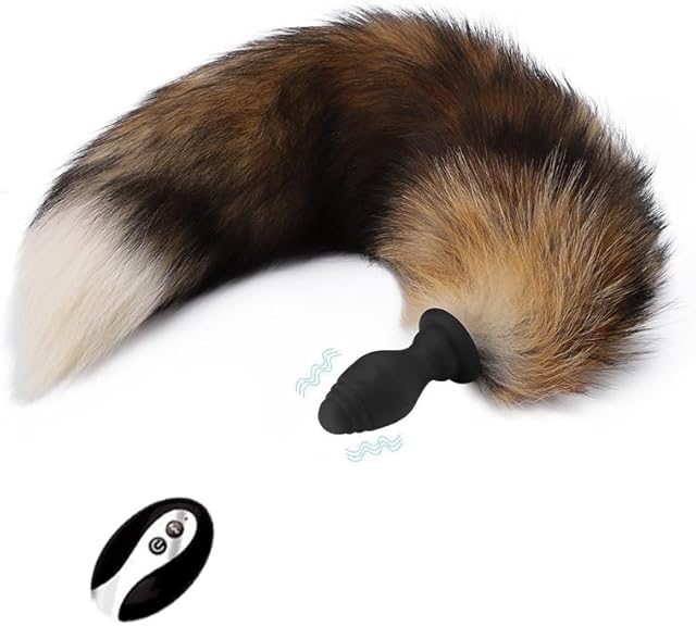 Fox Butt Plug Tail Vibrating Anal Plug Remote Control Vibrator Butt Plug Anal Role Adult Sex Toys for Women Men Couple