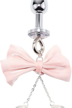 Female Bow Metal Anal Plug with Hollow Bell Couple Pleasure Bullet Butt Plug Sex Toy