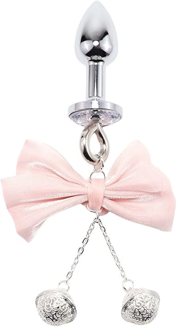 Female Bow Metal Anal Plug with Hollow Bell Couple Pleasure Bullet Butt Plug Sex Toy