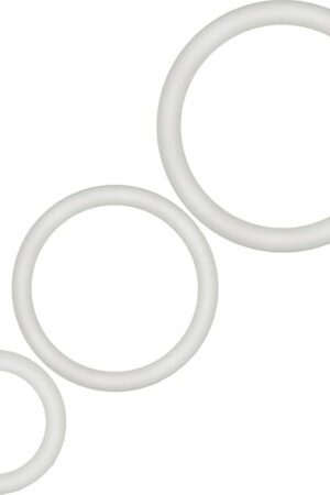 Blush Men Performance VS4 Penis Ring - Glow in The Dark Puria Silicone Cock Ring - Stretchy & Tough Erection Enhancing C-Rings - Various Widths - Pack of 3 Sizes Male Sexual Stimulation Device - White