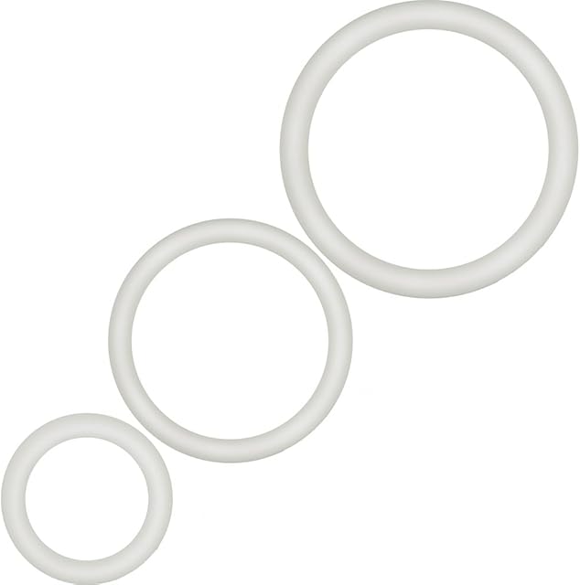 Blush Men Performance VS4 Penis Ring - Glow in The Dark Puria Silicone Cock Ring - Stretchy & Tough Erection Enhancing C-Rings - Various Widths - Pack of 3 Sizes Male Sexual Stimulation Device - White