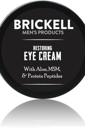 Brickell Men's Restoring Under Eye Cream for Men, Natural and Organic Anti Aging Eye Balm To Reduce Puffiness, Wrinkles, Dark Circles, Crows Feet and Under Eye Bags, 05 Ounce, Unscented