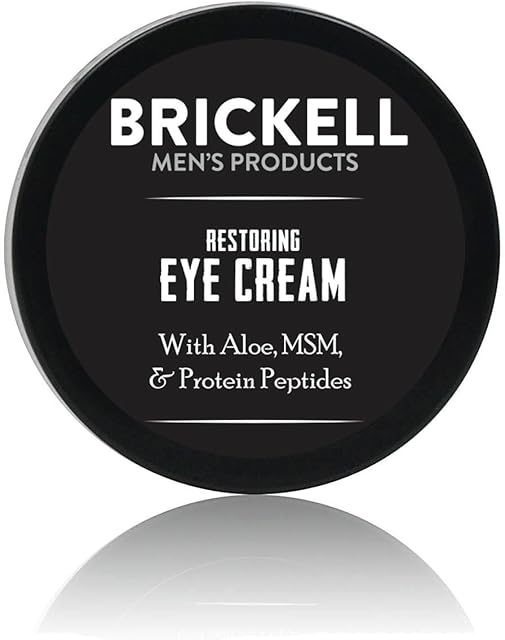 Brickell Men's Restoring Under Eye Cream for Men, Natural and Organic Anti Aging Eye Balm To Reduce Puffiness, Wrinkles, Dark Circles, Crows Feet and Under Eye Bags, 05 Ounce, Unscented