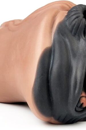 Fantasy Lifelike 2 in 1 Soft Silicone Made Portable Use Male Masturbator Men Silicone Stroker Male Sex Product Stretchy with Two Textured Internal Tunnels for Men Couple Brown Black Color