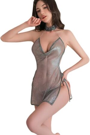 Women's Sexy Lace Cosplay Underwear Printed Split Chinese Cheongsam Lingerie Pajamas