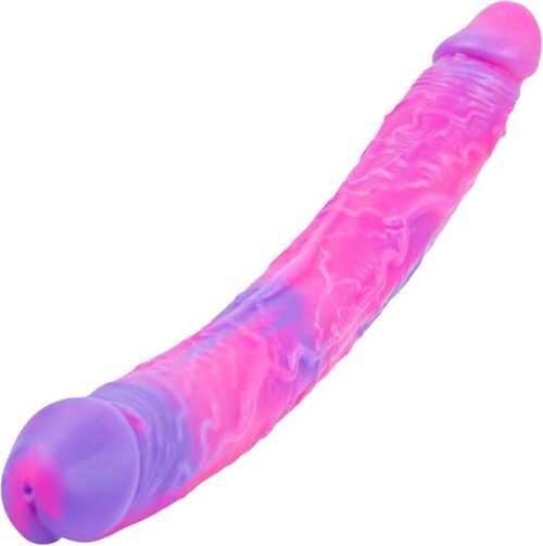 10 * 13 Inch Double Sided Monster Fantasy Dildo for Women, Realistic Silicone Double Headed Ended G-spot Dildo with Veins, Pink Purple Long Anal Dildos Thin Adult Sex Toy for Beginners Gay Lesbian