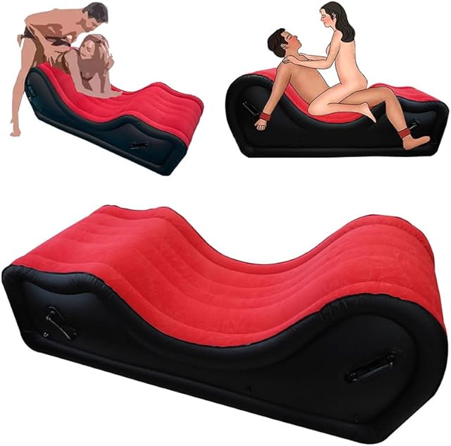 Inflatable Sex Sofa Chair with Automatic Air Pump, Yulike Sex Bondage Furniture for Couples BDSM Games, Adult Sex Toys Ramp Cushion Pillow for Women Sexual Pleasure, Red