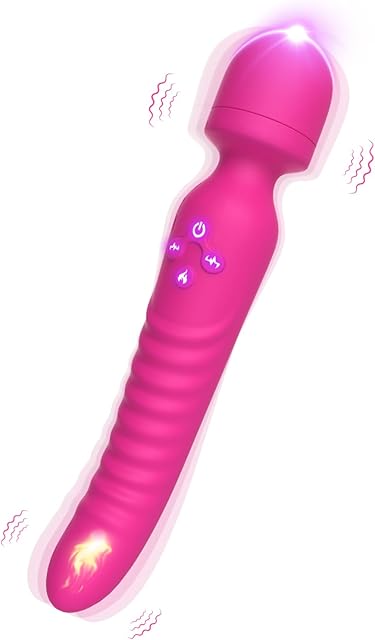 G Spot Vibrator Wand, Heating Function Sex Wand Massager for Clitoris, G-spot Stimulation, Waterproof Dildo Sex Toy with 7 Powerful Vibrations Dual Motor Stimulator for Women or Couple(Pink)