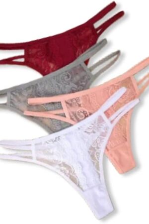 Women Sexy Comfortable Lace Thongs Floral Lace Pattern Low Waist T-back