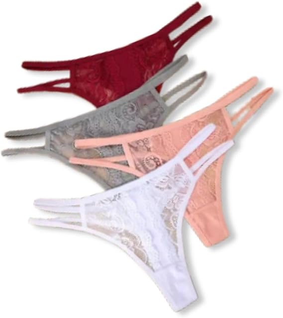 Women Sexy Comfortable Lace Thongs Floral Lace Pattern Low Waist T-back