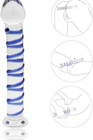 Glass Dildo, 7.67 inch Crystal Anal Butt Plug Unisex Pleasure Wand for Men Women