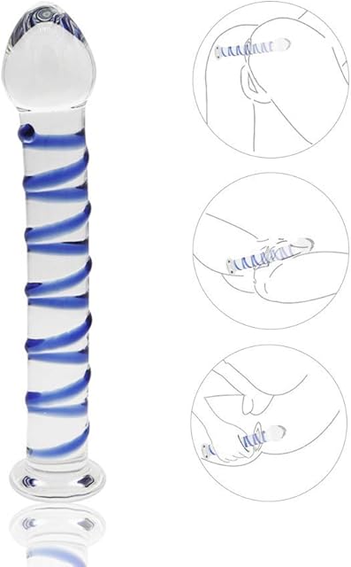 Glass Dildo, 7.67 inch Crystal Anal Butt Plug Unisex Pleasure Wand for Men Women