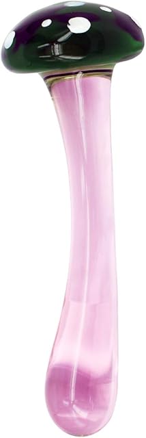 Anal Plug Butt Plugs Trainer, Smooth Glass Mushroom Pleasure Wand Dildos (Green)