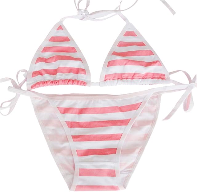Cute Japanese Style Blue/Pink Stripe Strawberry Sexy Bikini Lingerie Women Panties Cotton Underwear Cosplay