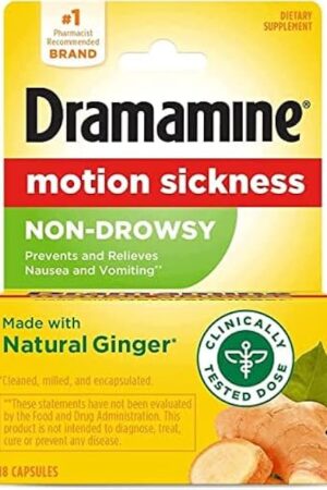 Dramamine Non-Drowsy Naturals with Natural Ginger, 18 Capsules by Dramamine