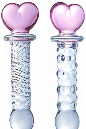 Crystal Glass Wand Dildo, Glass Wand, Heart of Glass Pink Glass Dildo Wand, Luxury Adult Toy for Women and Couples (Style A)
