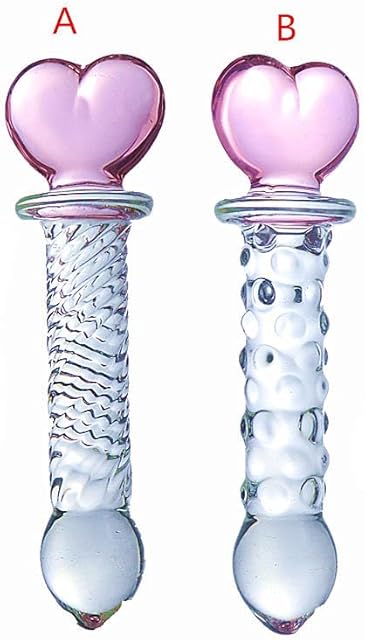 Crystal Glass Wand Dildo, Glass Wand, Heart of Glass Pink Glass Dildo Wand, Luxury Adult Toy for Women and Couples (Style A)
