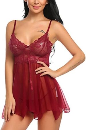 Womens Lace Lingerie Babydoll Nightdress Sexy Chemise Sleepwear Boudoir Outfits