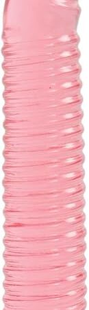 Vivid Sunrise Ribbed Jellie Cock Dildo, Pink, 7 Inch