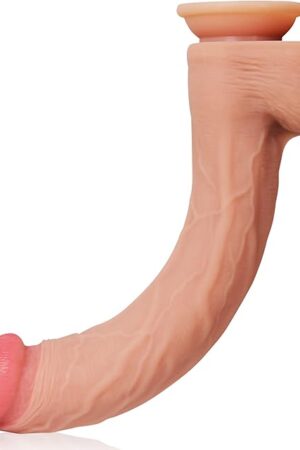 14.5 Inch Super Long Double Layer Realistic Dildo Liquid Silicone Material No Any Smell Huge Dong Large Penis (Skin)
