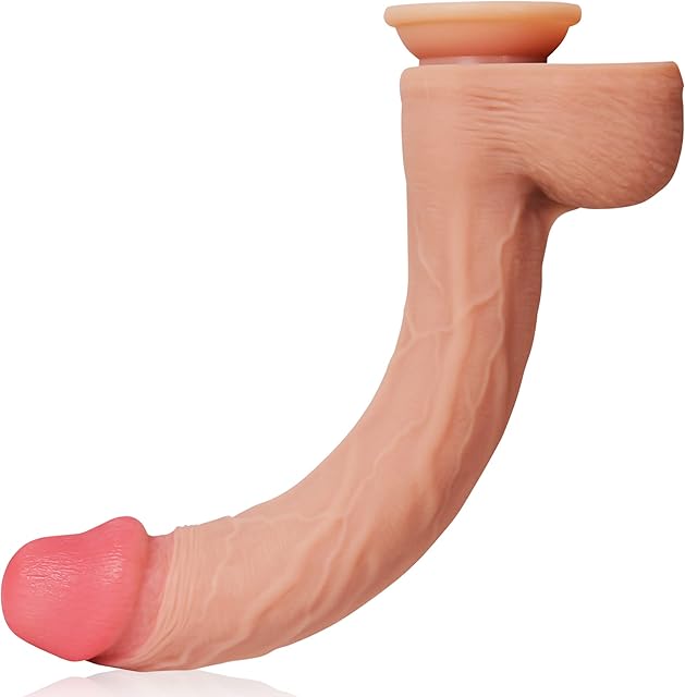 14.5 Inch Super Long Double Layer Realistic Dildo Liquid Silicone Material No Any Smell Huge Dong Large Penis (Skin)