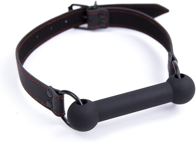 CLROY? Leather Bondage Toys Faux Leather Open Mouth Gag with Silicone Bar, Bondage Restraints Bite Gag Adult Sex Toys (Color-1)