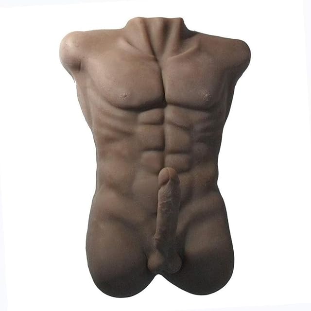 Half Body Male Doll TPE Doll with Big Realistic Dildo Penis for Man Woman Black