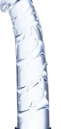 7" Crystal Realistic Dildo, Clear Glass Dildo Butt Plug with Removable Silicone Suction Cup, Lifelike Textures for Prostate and G-Spot Stimulation, Glass Dildo Sex Toy for Men,Women and Couples