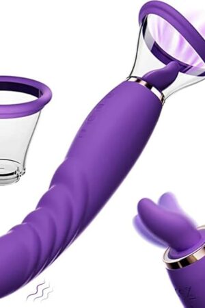 Clit Licker and Clitoral Licking Toy - 3-in-1 G-Spot Vibrator with Clit Suck Function, 10 Vibration and 7 Tongue Licking Modes, Clitoral Pump, Oral Sex Toy with Heating, Silent, Waterproof