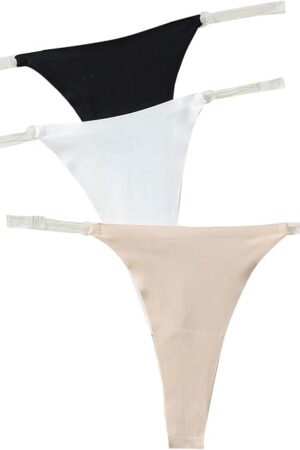 Women's 3 Pack Clear G String Thongs Invisible T-Back Thong Panties