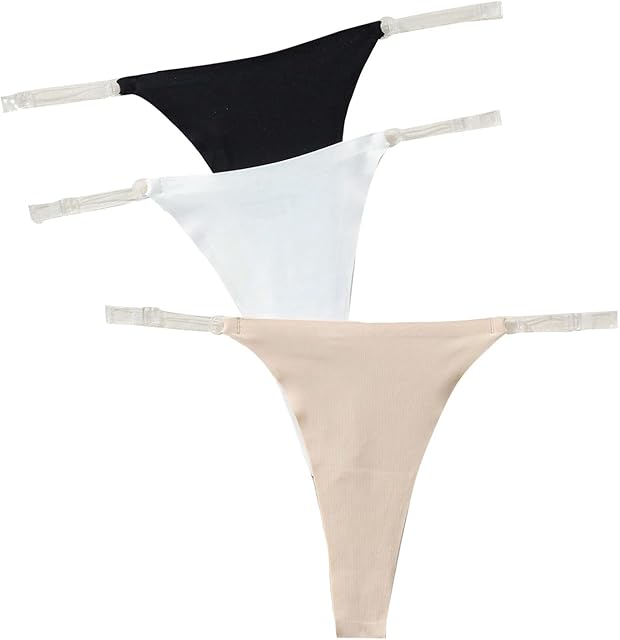 Women's 3 Pack Clear G String Thongs Invisible T-Back Thong Panties