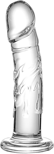 Glass Dildo Realistic Dildos Anal Sex Toys for Couples,Transparent Crystal Glass Dildo Male Sex Toy for G-spot Stimulation, Clear Dildo Anal Butt Plug for Prostate Massager, Anal Dildo Adult Sex Toys