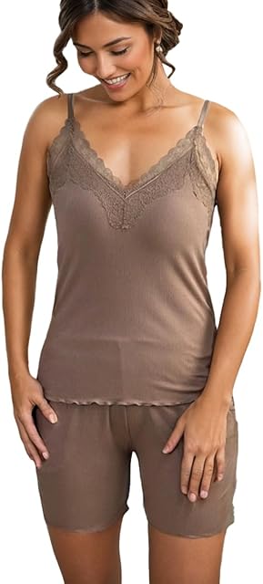 Built Bra Pjs for Women Lounge Pajamas Set Summer Lingerie Camisole with Padded and Shorts Summer Nightwear