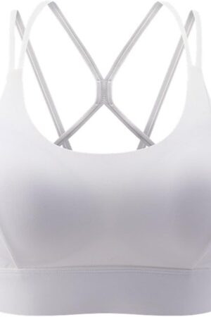 Criss Cross Back Sports Bra for Women Sexy Strappy Sports Bra Quick Dry Light Medium Support Yoga Bras for Workout