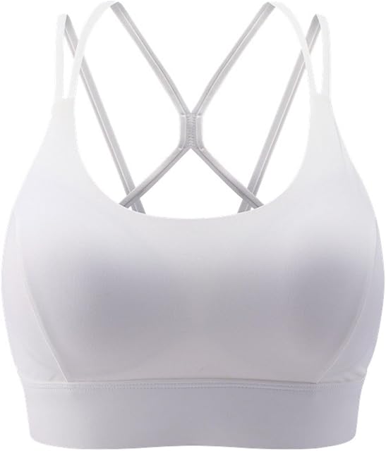 Criss Cross Back Sports Bra for Women Sexy Strappy Sports Bra Quick Dry Light Medium Support Yoga Bras for Workout